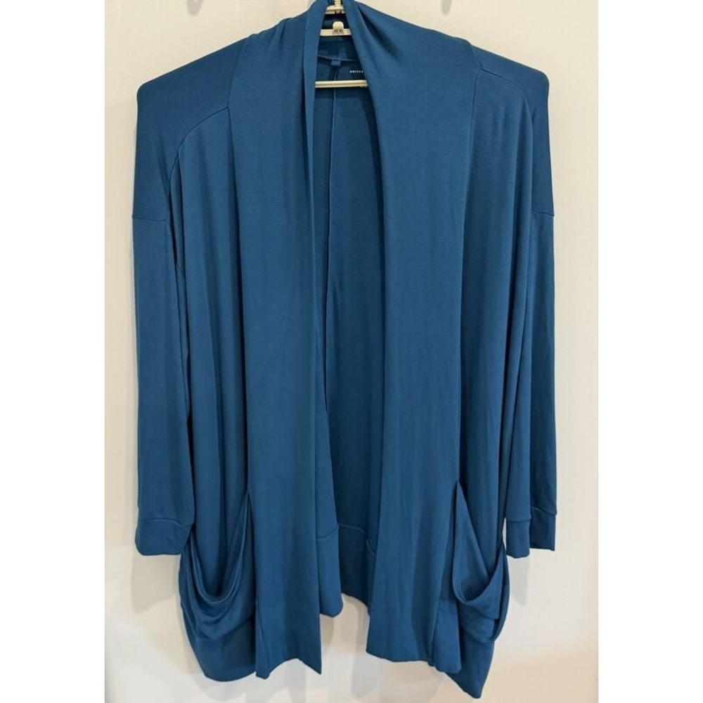 Universal Standard Jersey Duster Teal Blue Soft Long Cardigan Pockets 3XL 34 36